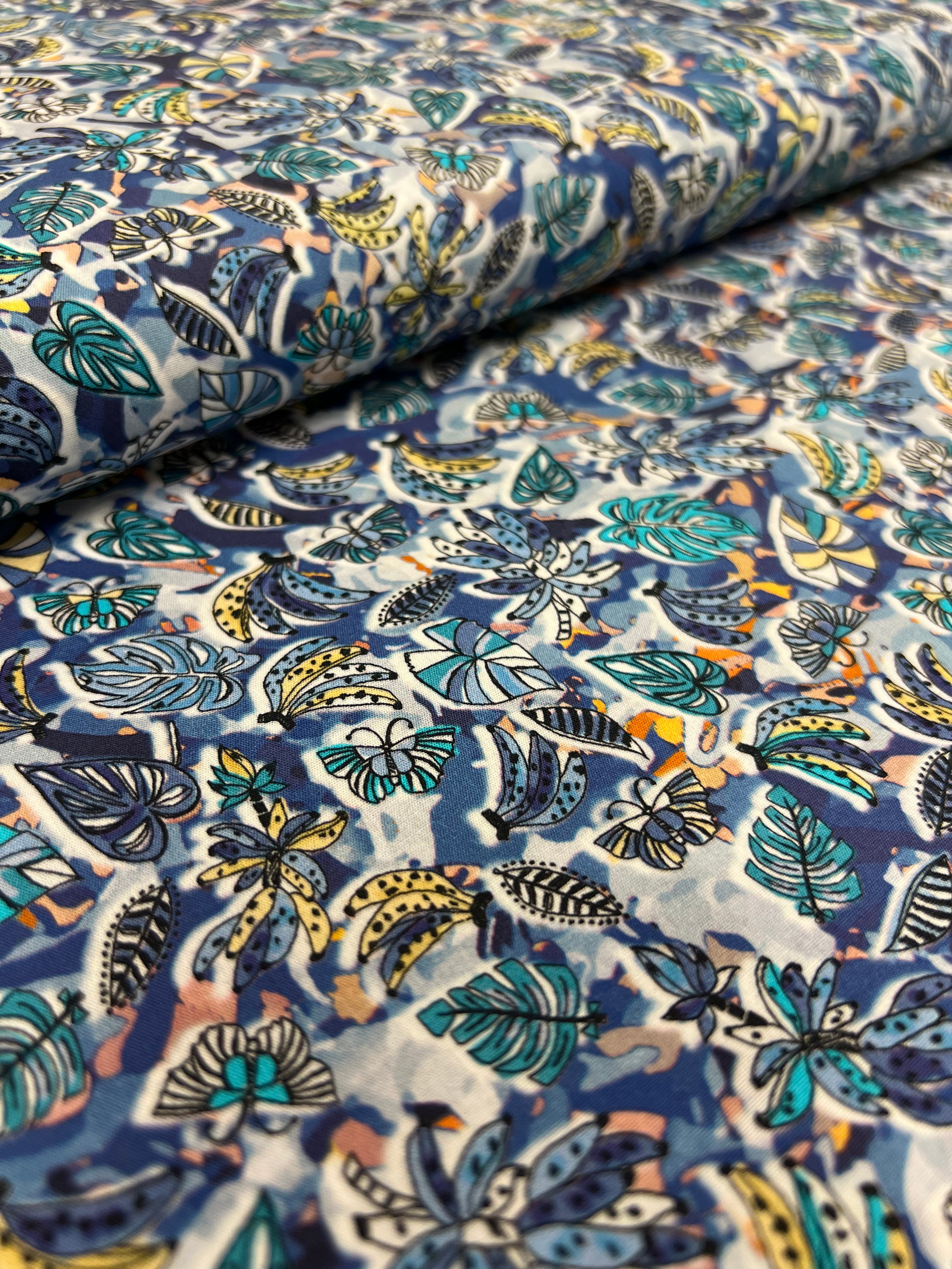 Jungle Jive Blue - Poplin Katoen