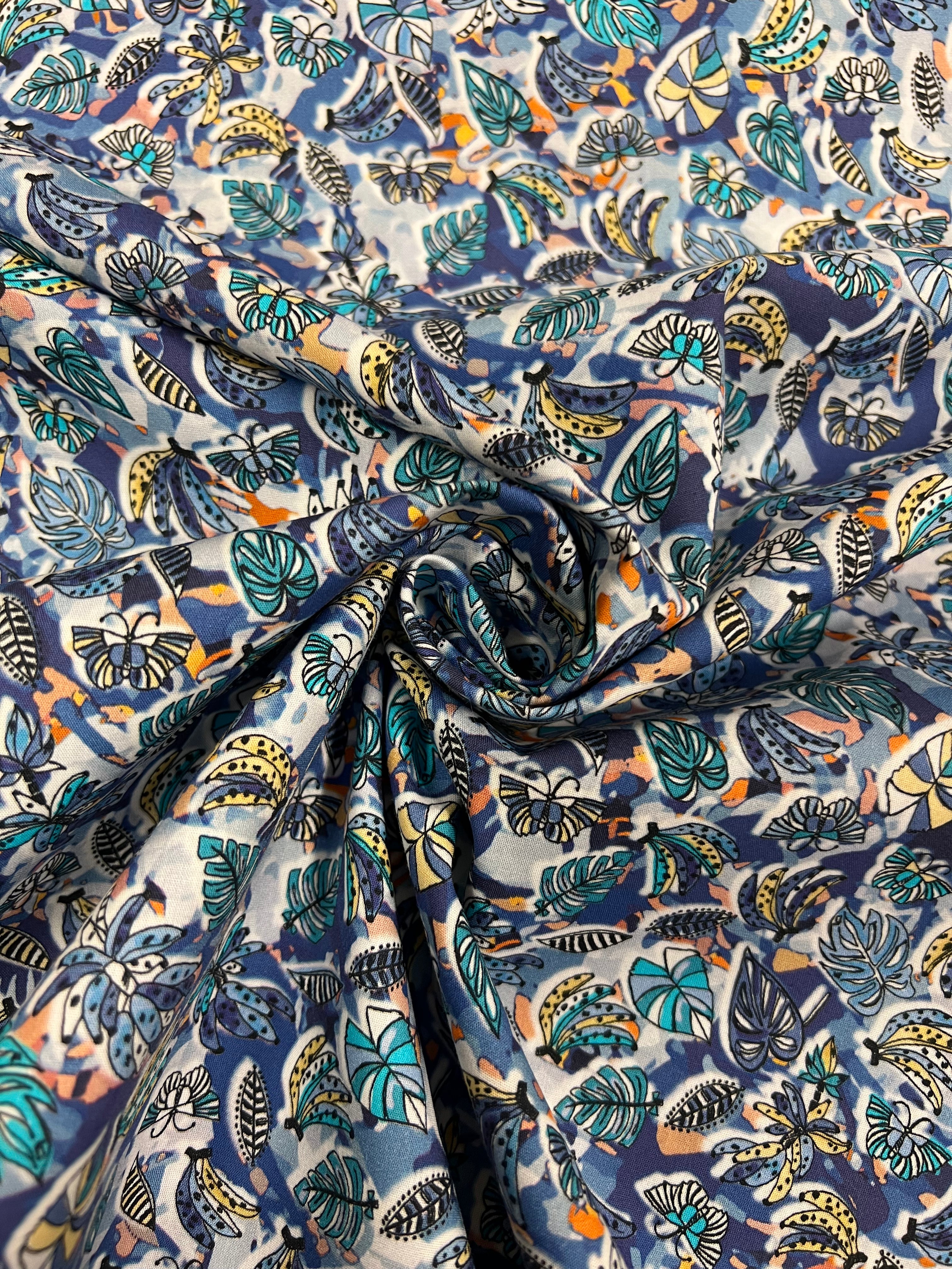 Jungle Jive Blue - Poplin Katoen
