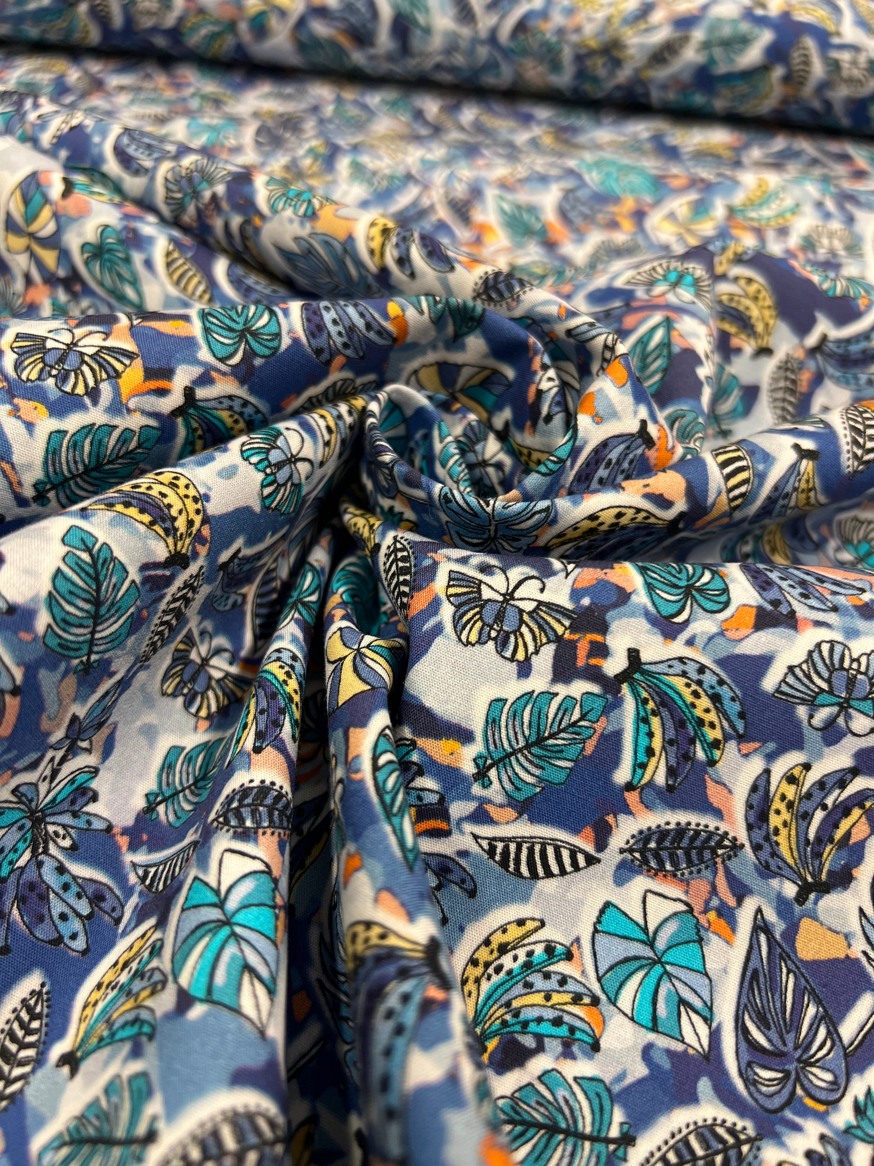 Jungle Jive Blue - Poplin Katoen