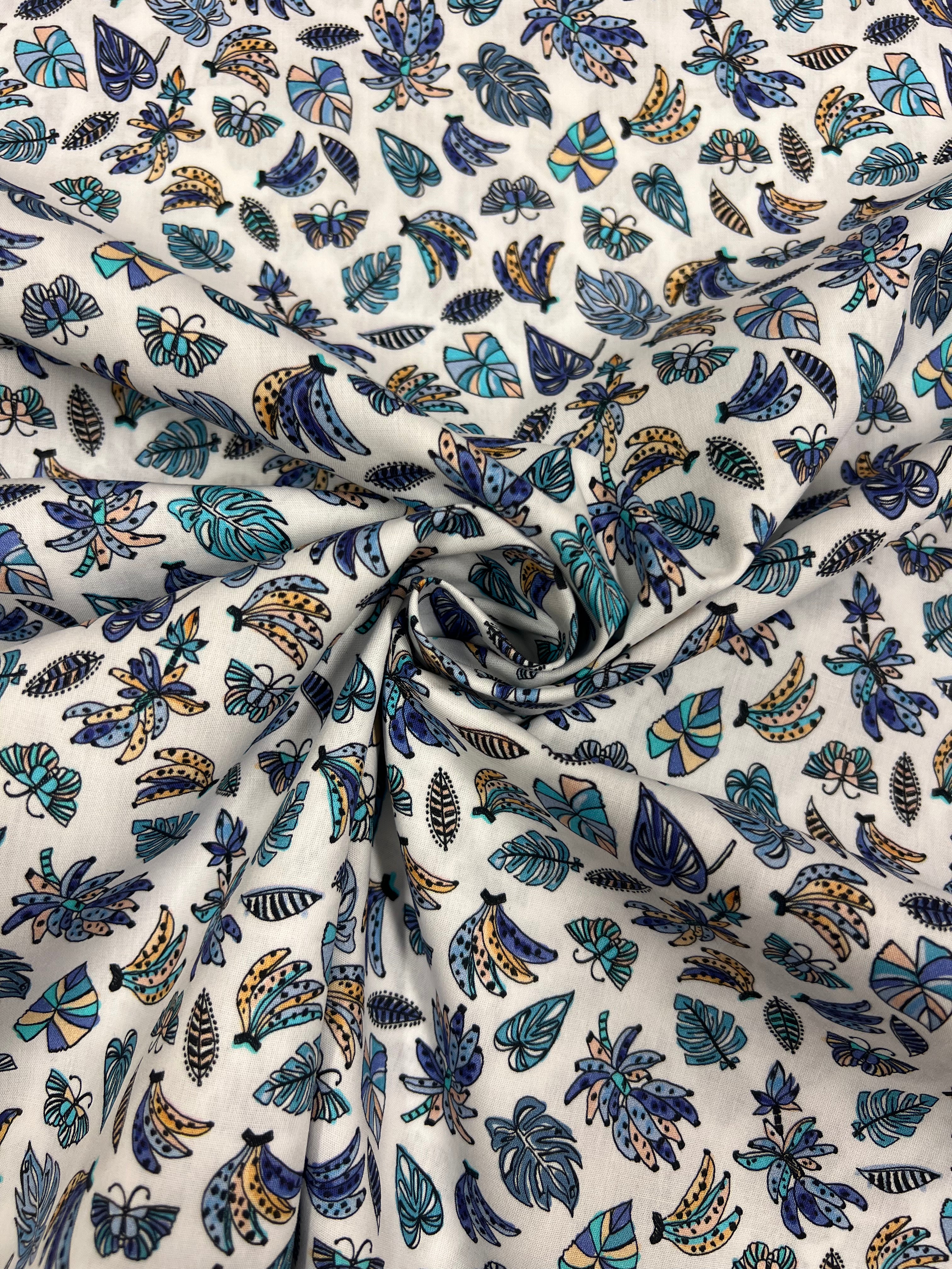 Jungle Jive Cobalt - Poplin Katoen