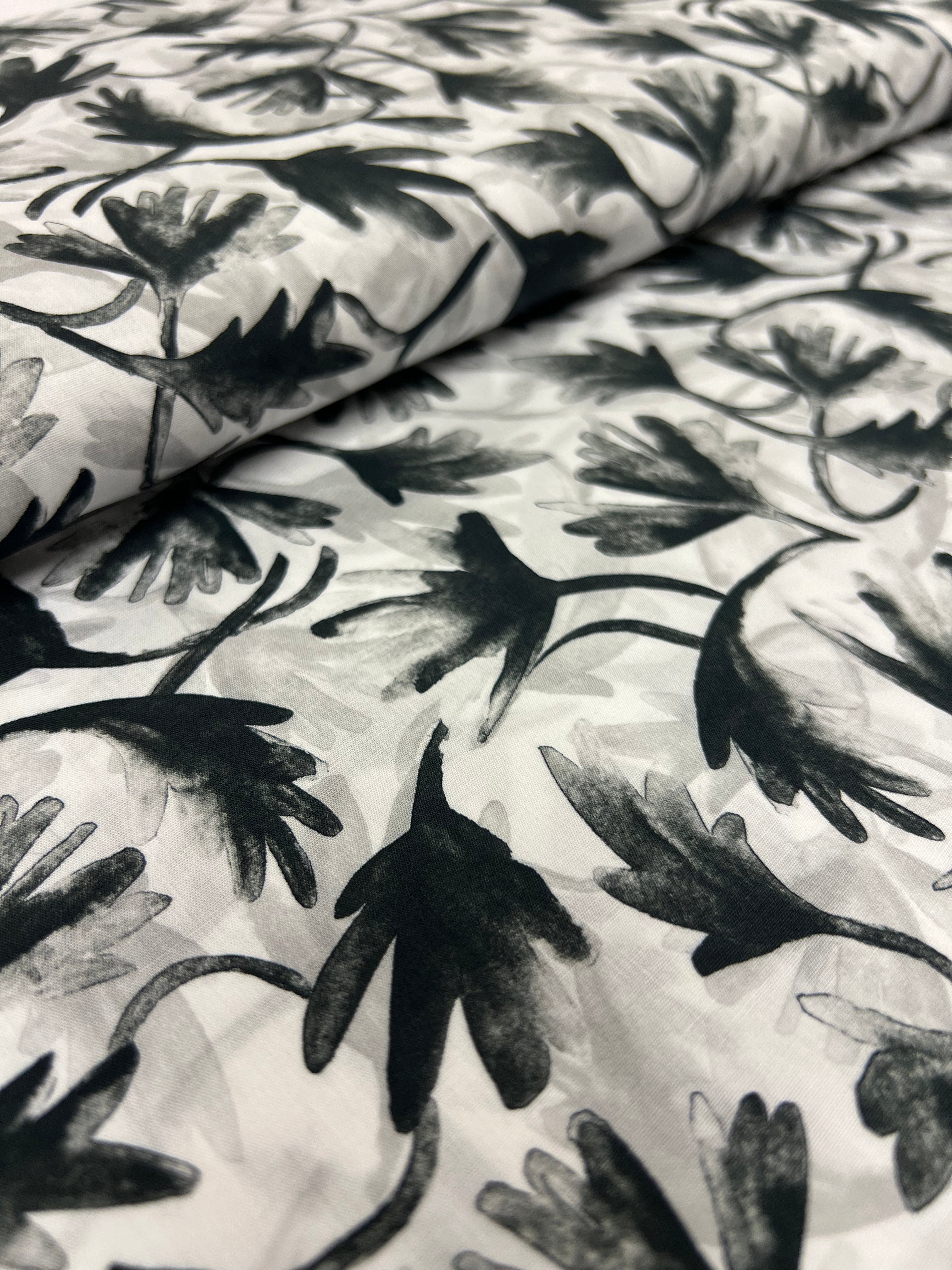 Inkflora Zwart - Poplin Katoen