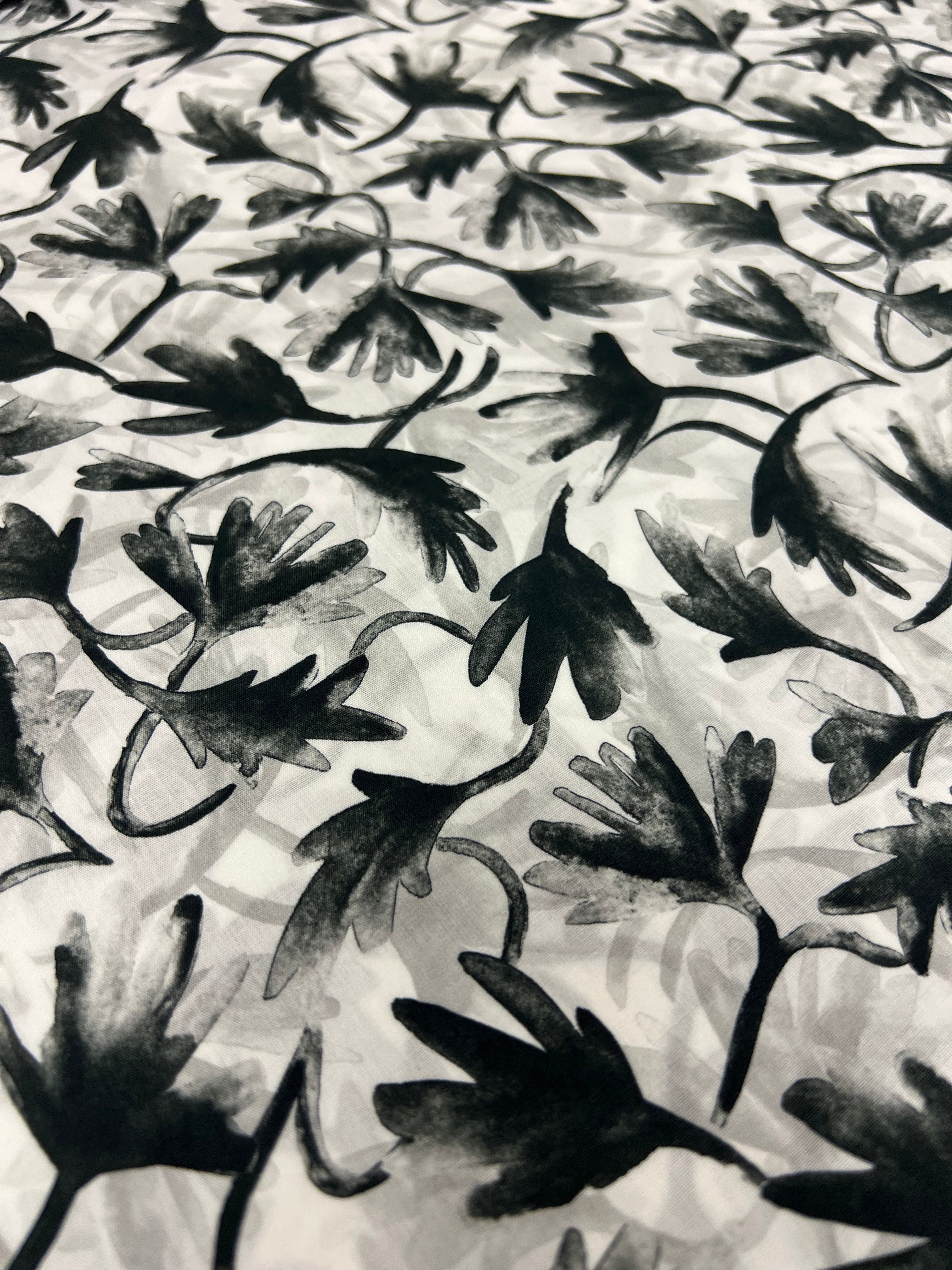 Inkflora Zwart - Poplin Katoen