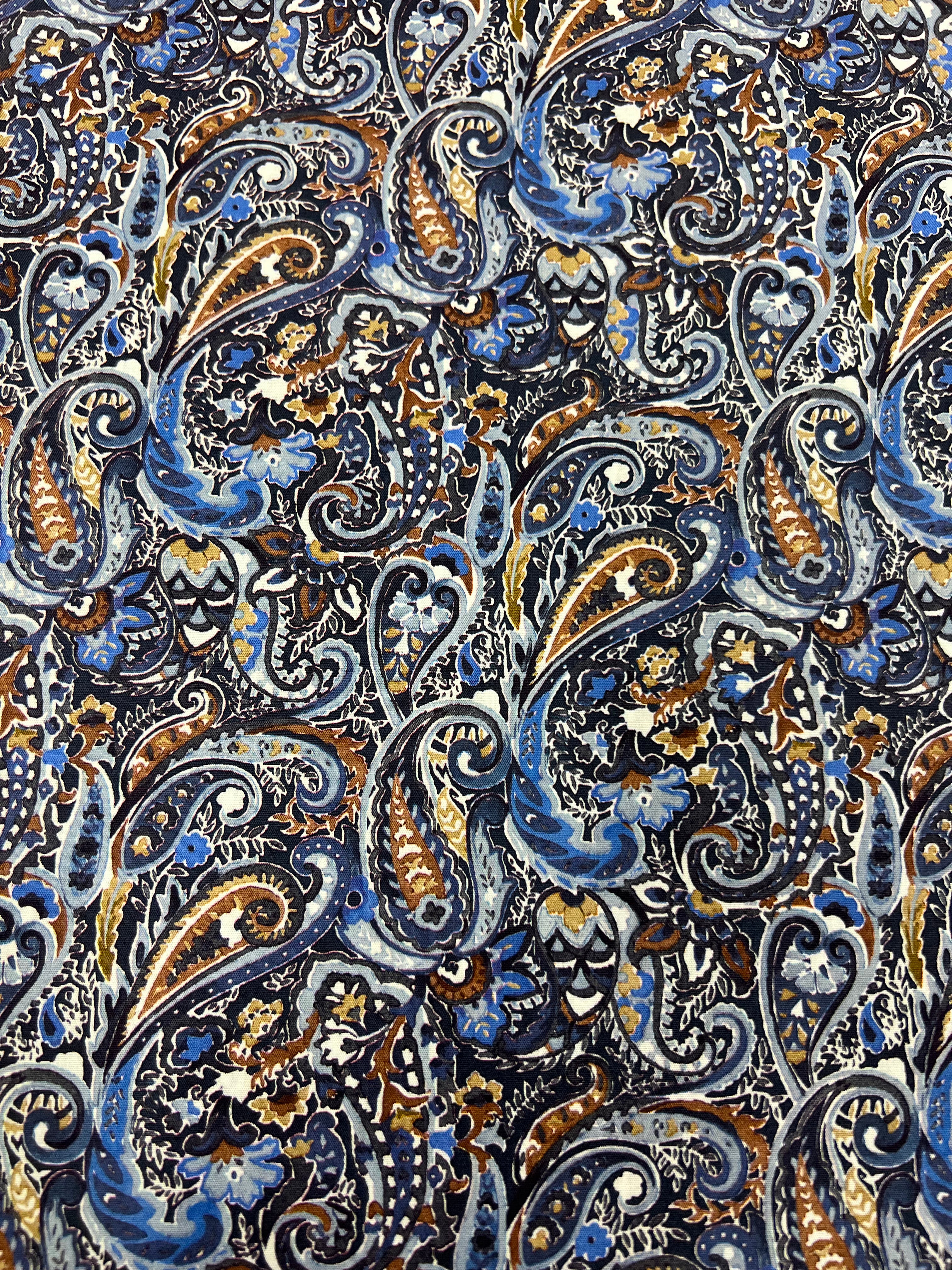 Royal Blue Paisley - Poplin Katoen