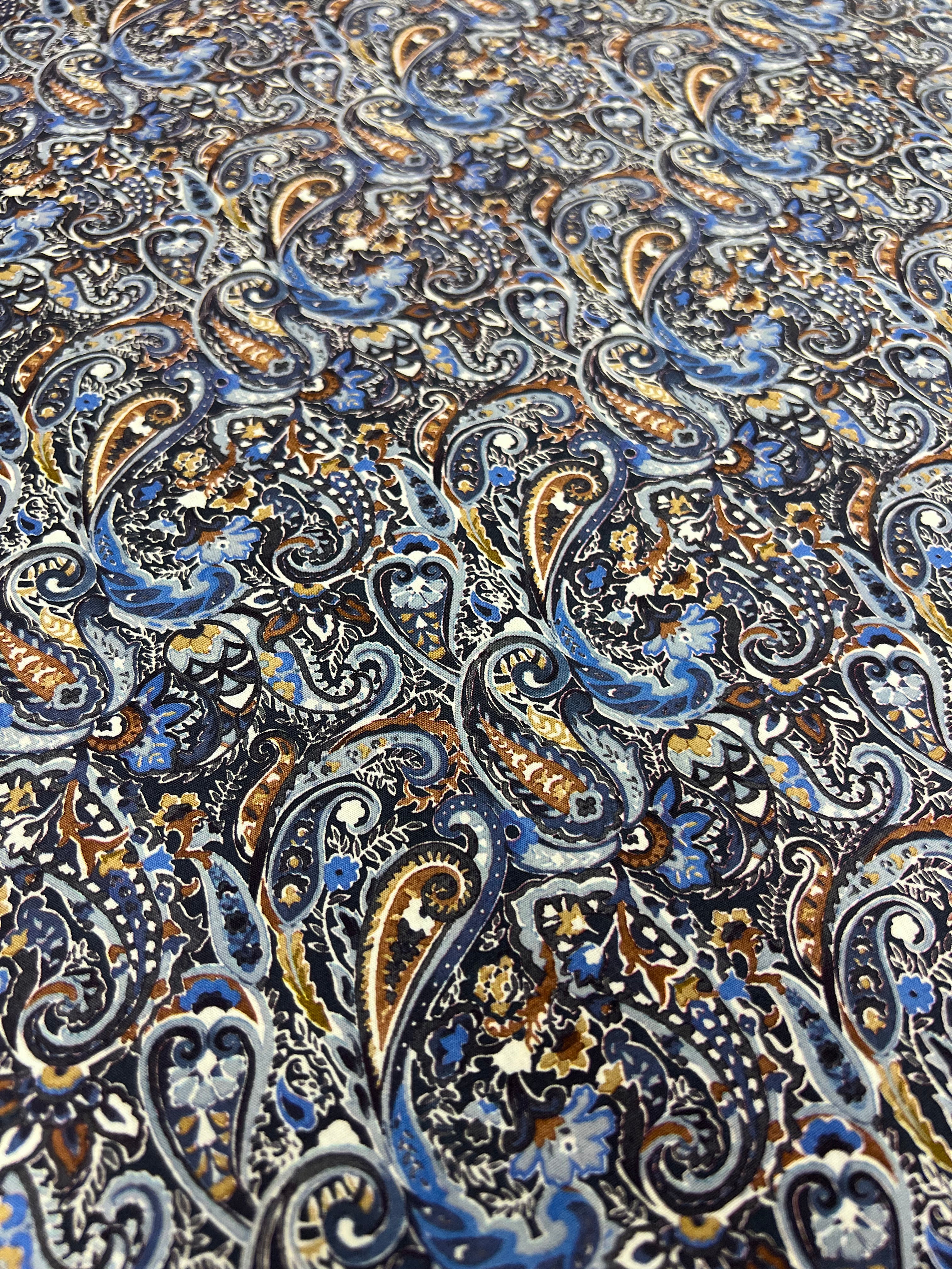 Royal Blue Paisley - Poplin Katoen