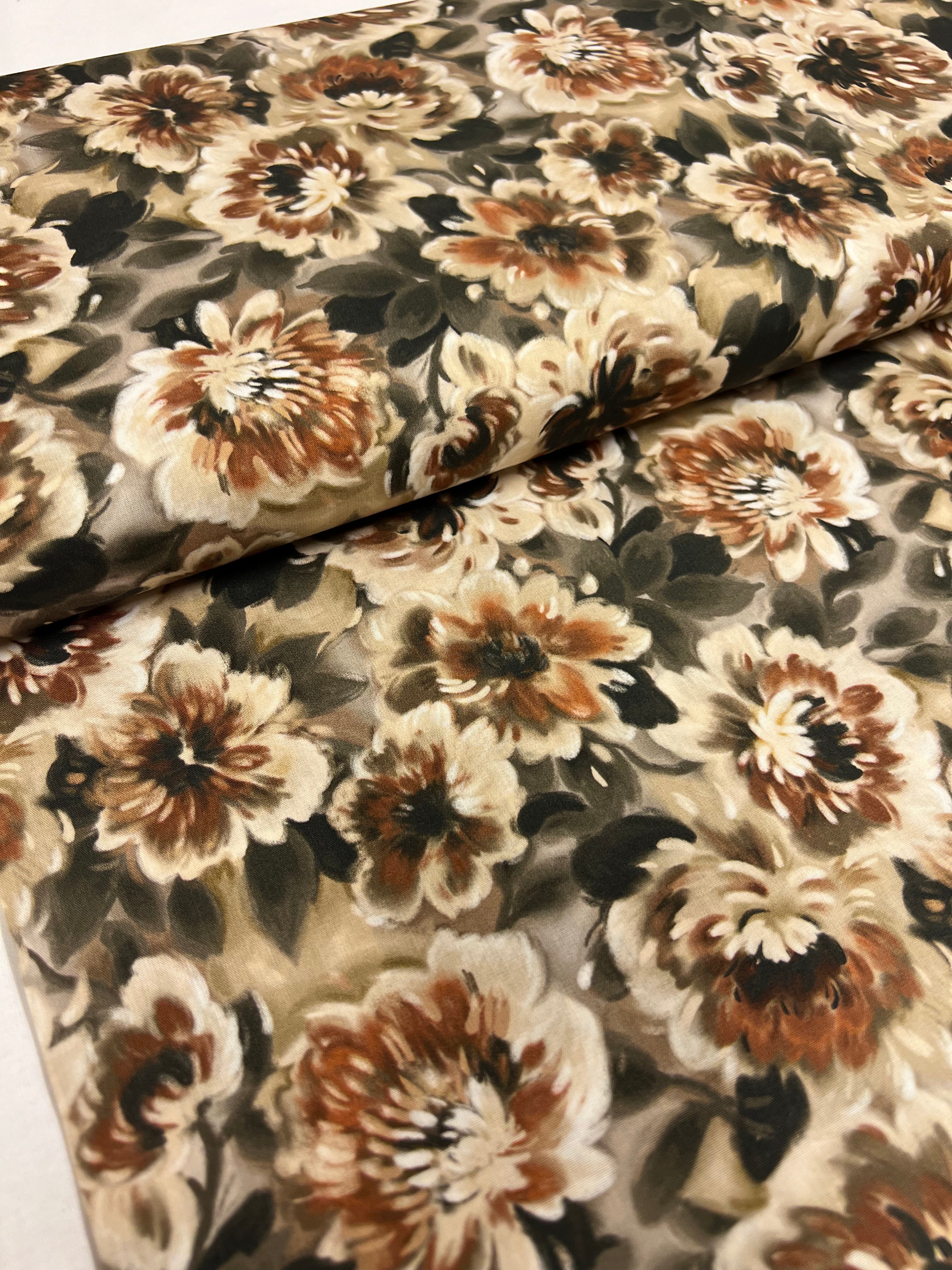 Sepia Peony - Poplin Katoen