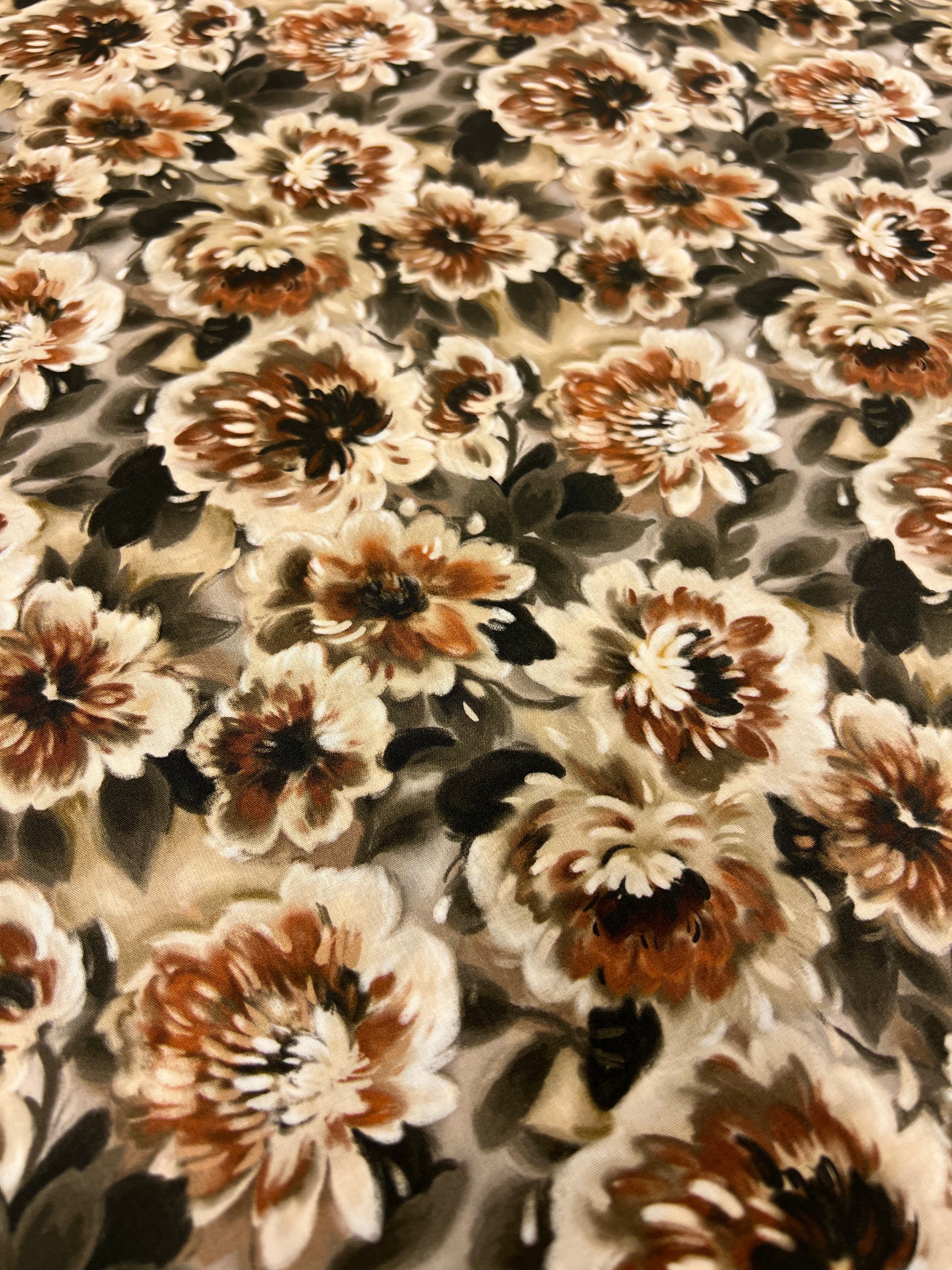 Sepia Peony - Poplin Katoen