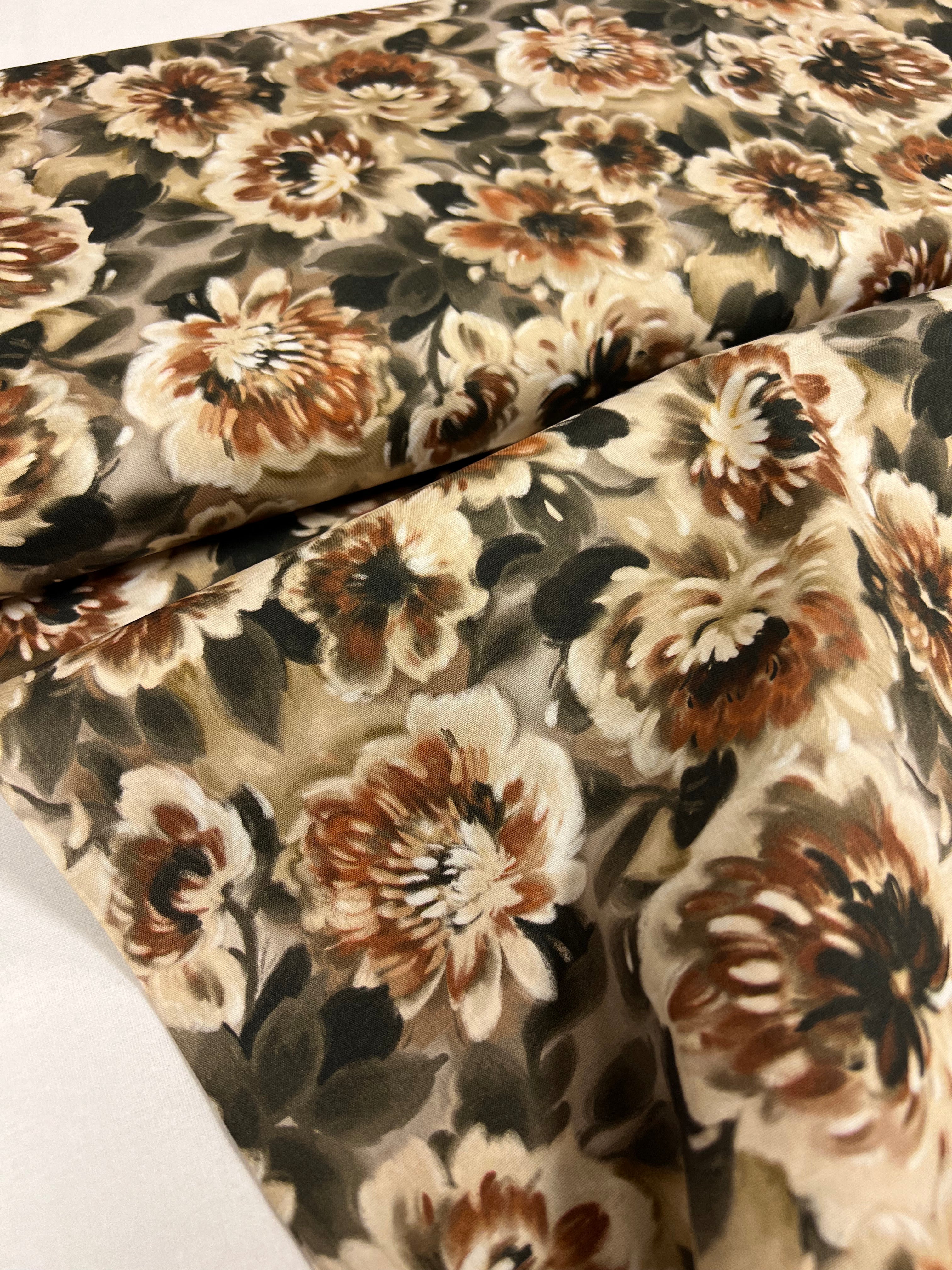 Sepia Peony - Poplin Katoen