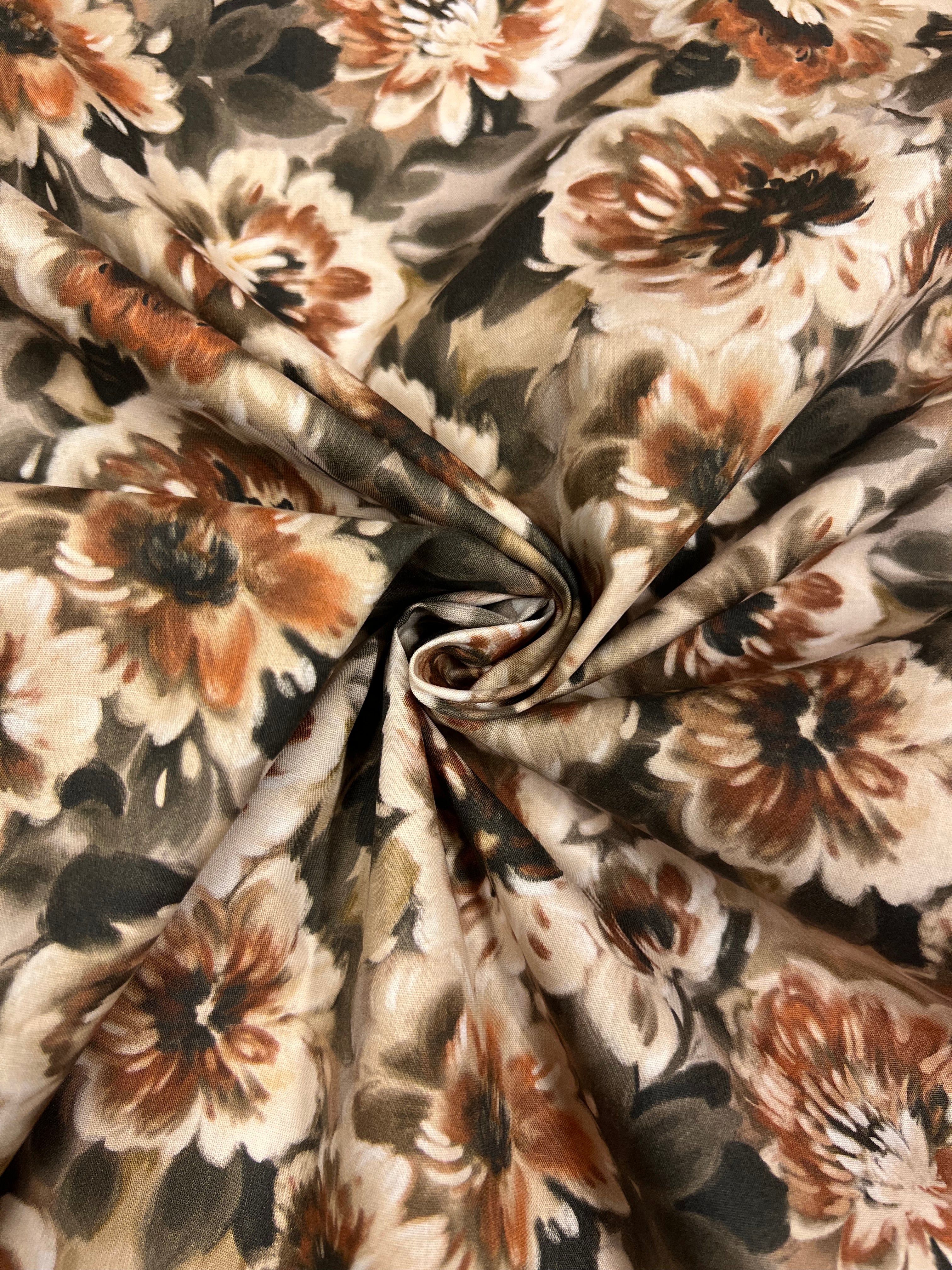 Sepia Peony - Poplin Katoen