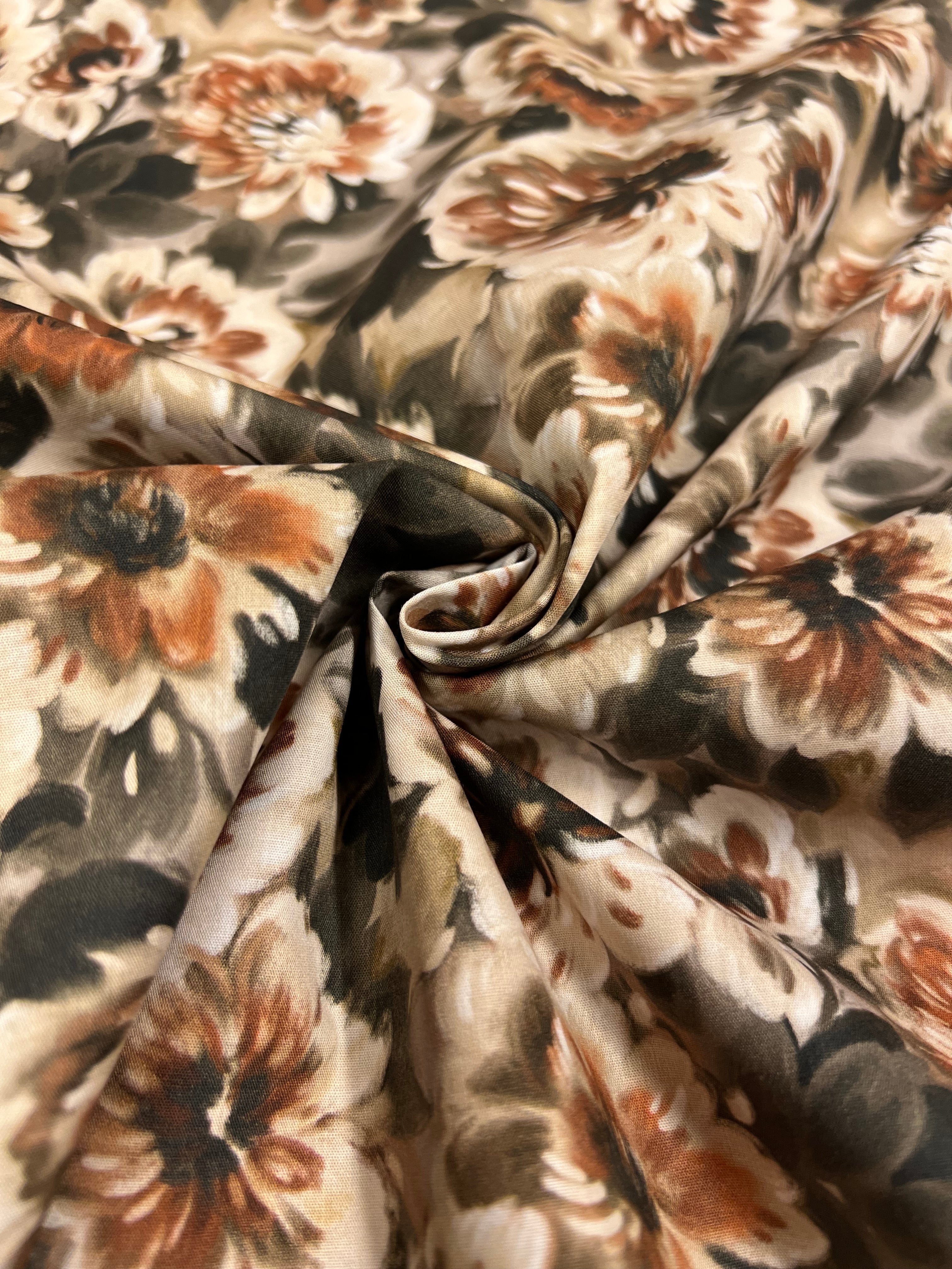 Sepia Peony - Poplin Katoen