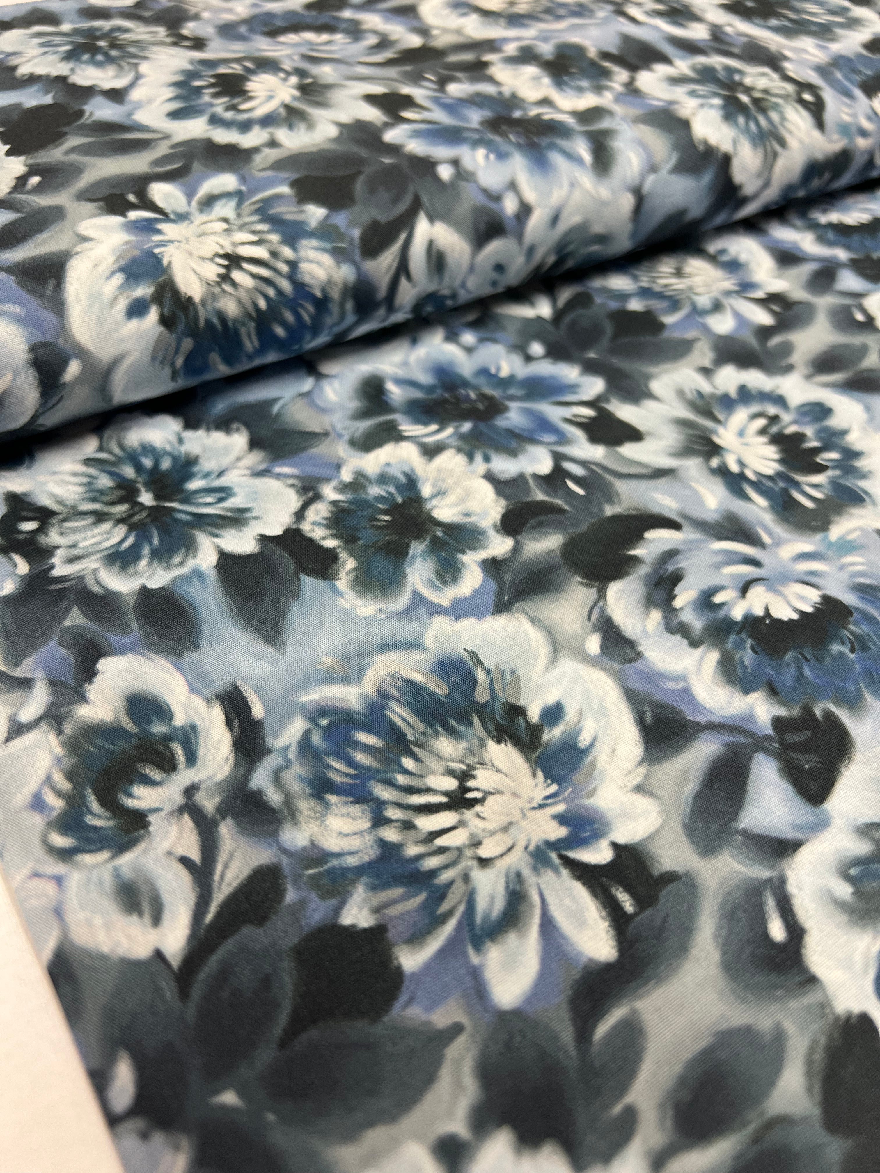 Blue Peony - Poplin Katoen