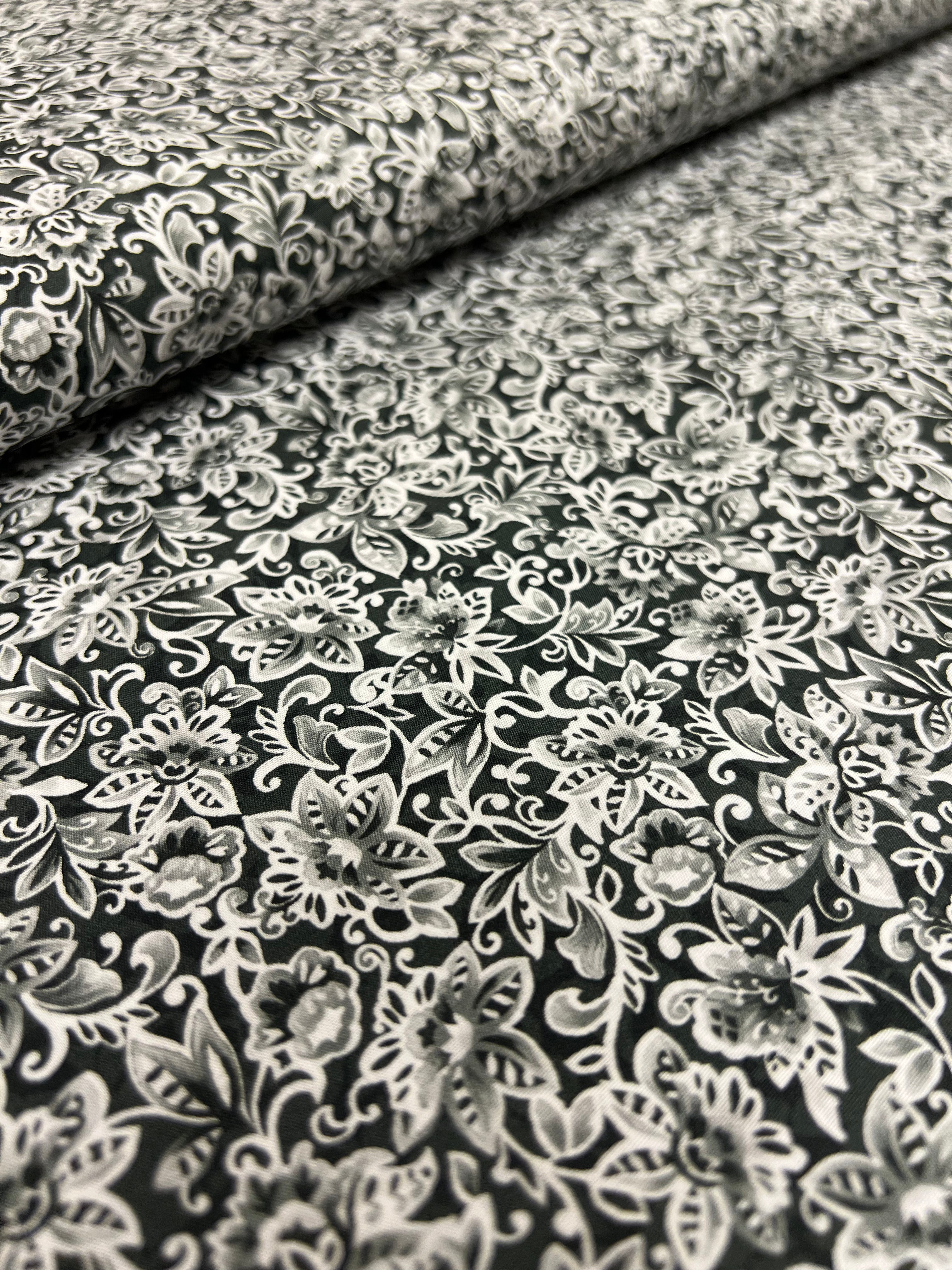 Damask Antraciet - Poplin Katoen