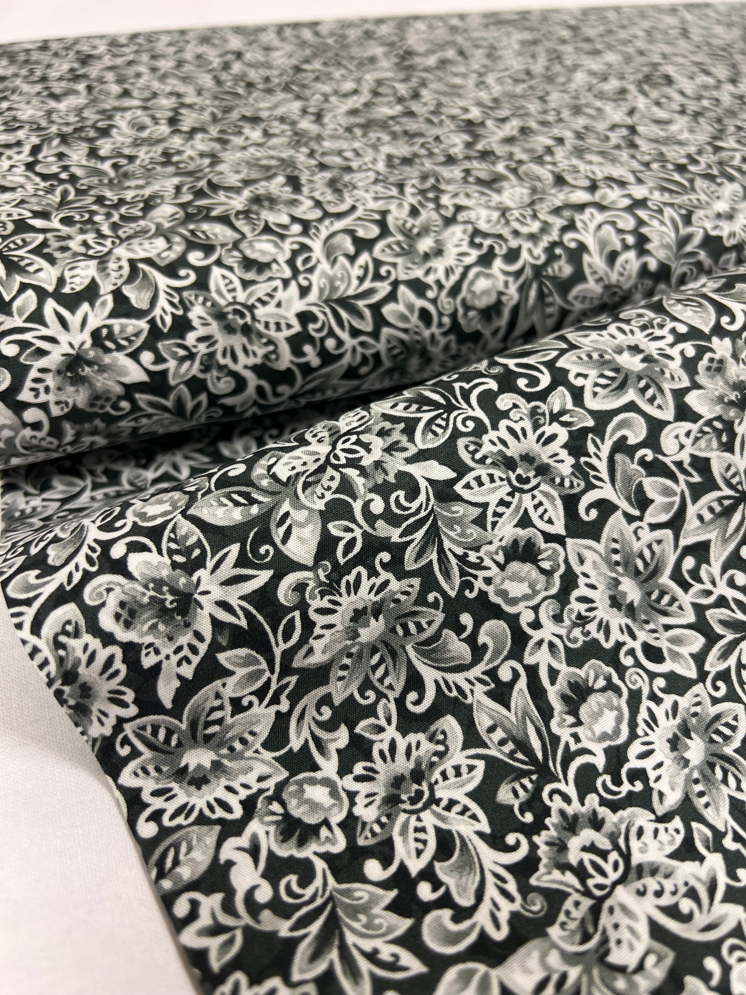 Damask Antraciet - Poplin Katoen